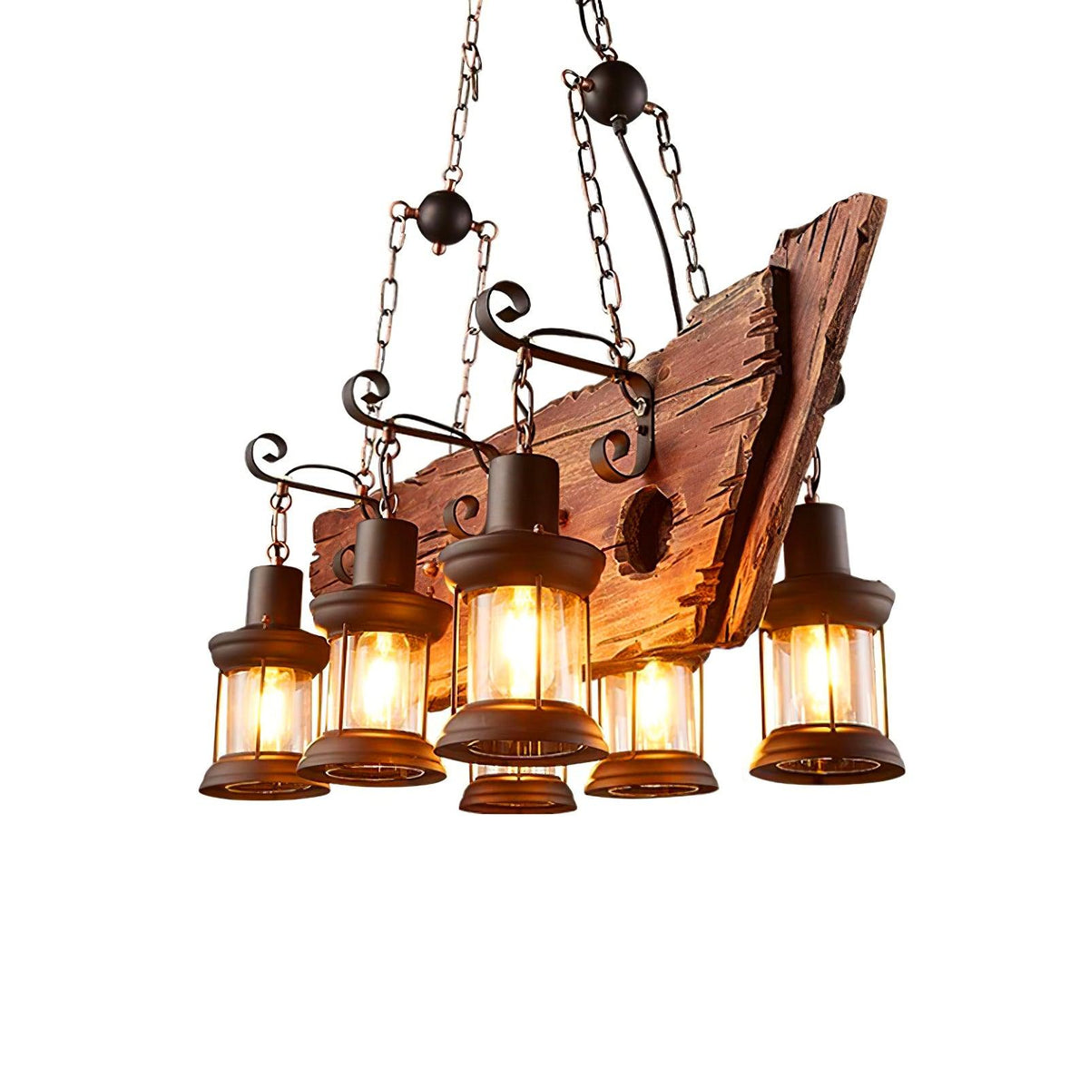 Aurzorir Kronleuchter aus Vintage-Holz