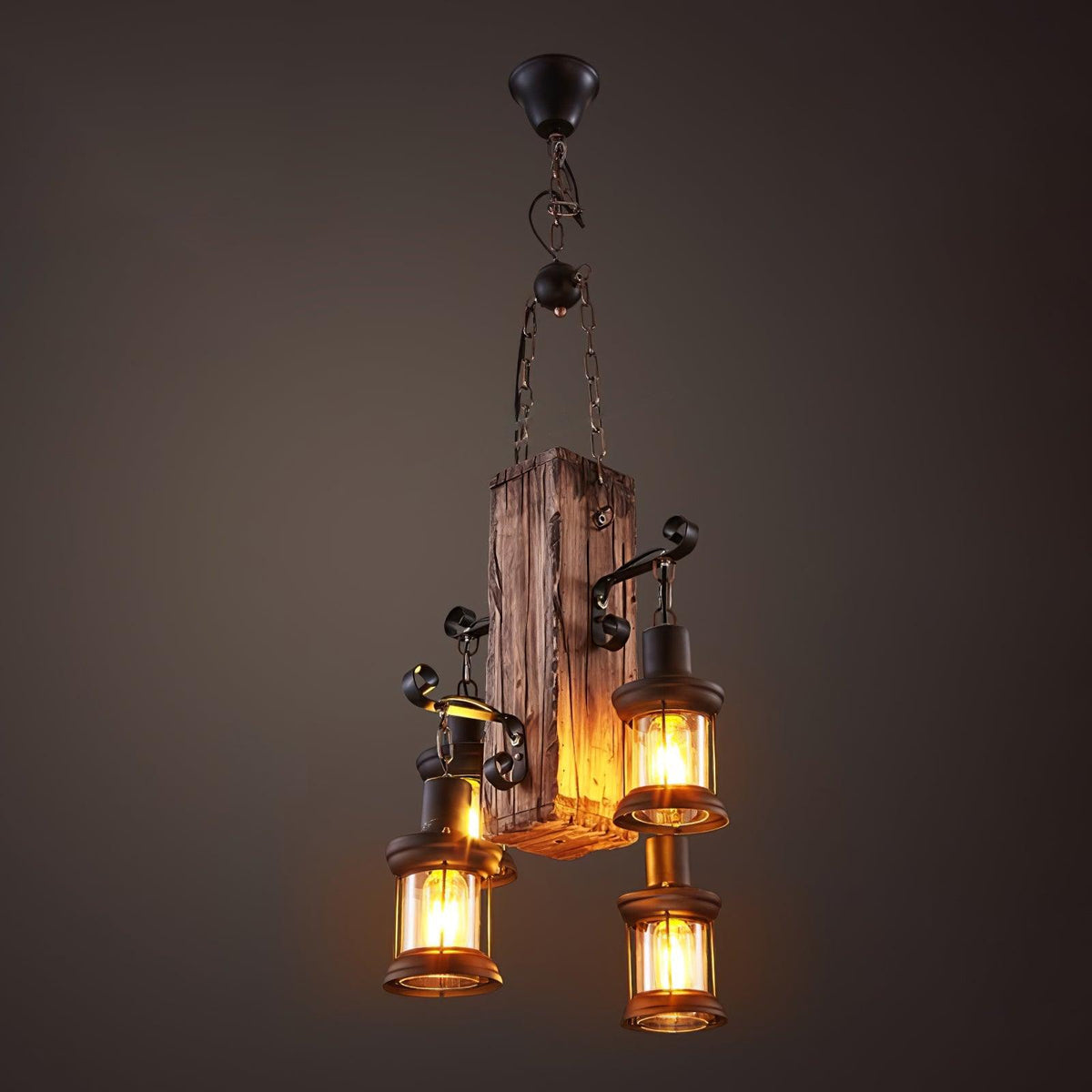 Aurzorir Kronleuchter aus Vintage-Holz