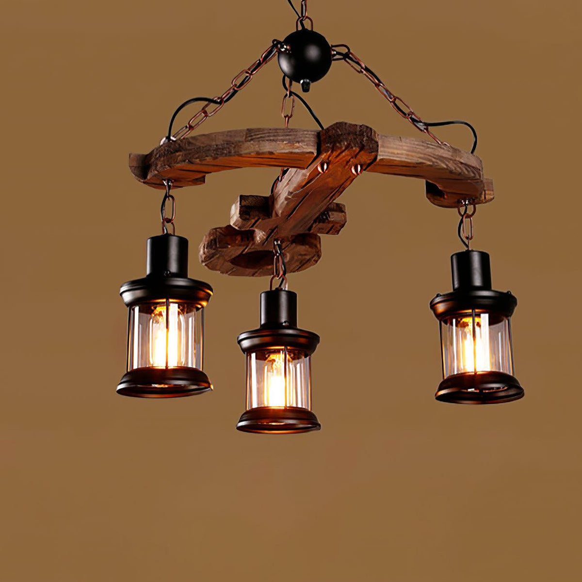 Aurzorir Kronleuchter aus Vintage-Holz