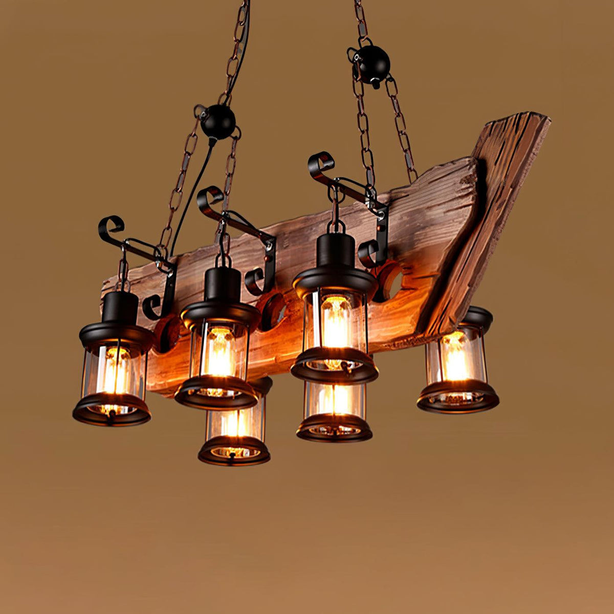 Aurzorir Kronleuchter aus Vintage-Holz