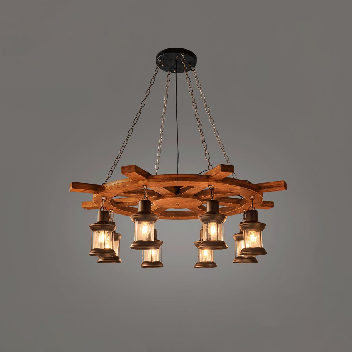 Aurzorir Kronleuchter aus Vintage-Holz
