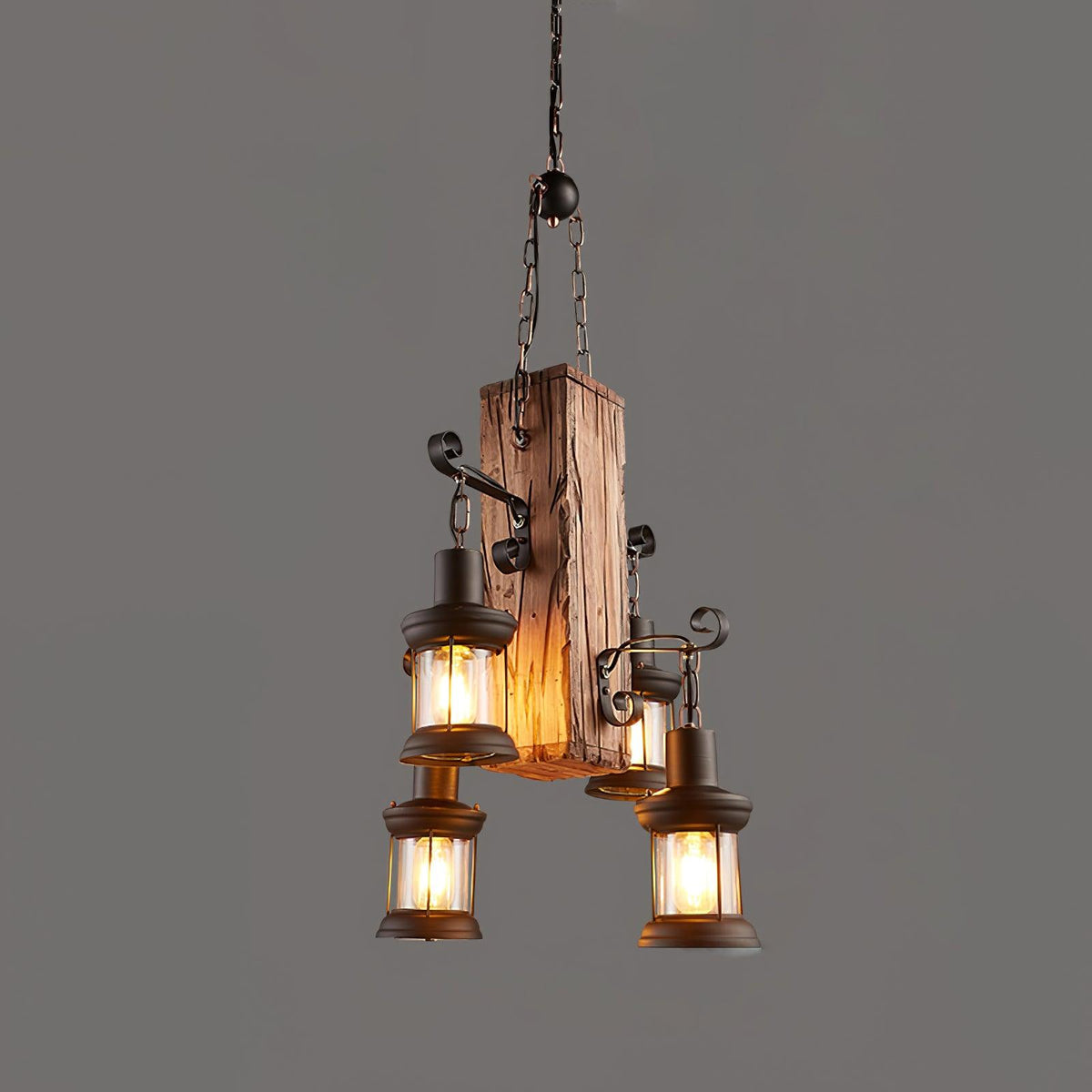 Aurzorir Kronleuchter aus Vintage-Holz