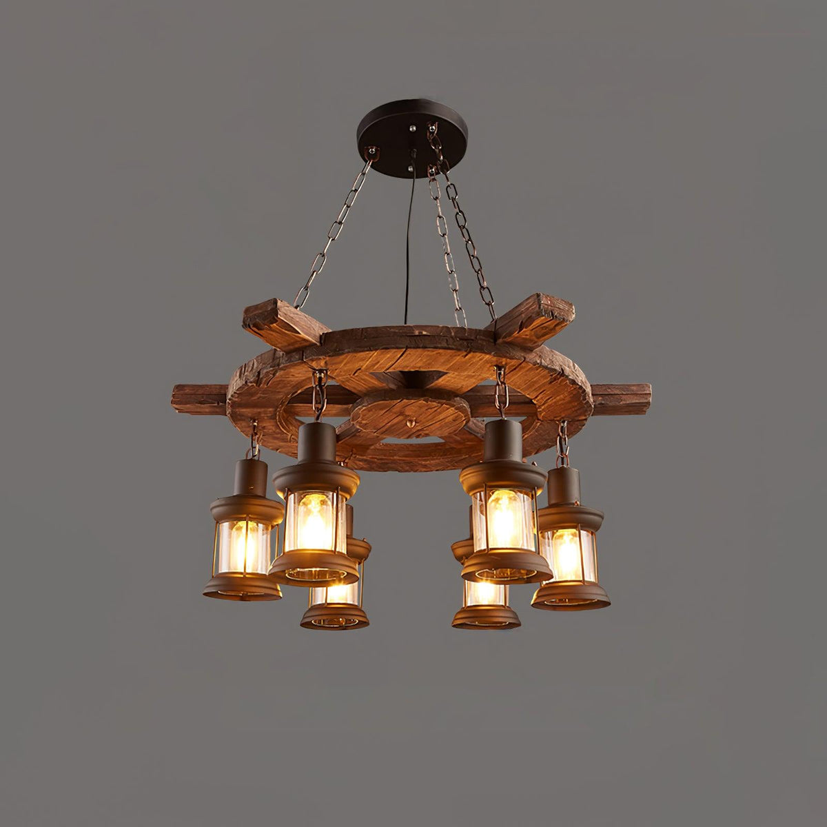 Aurzorir Kronleuchter aus Vintage-Holz