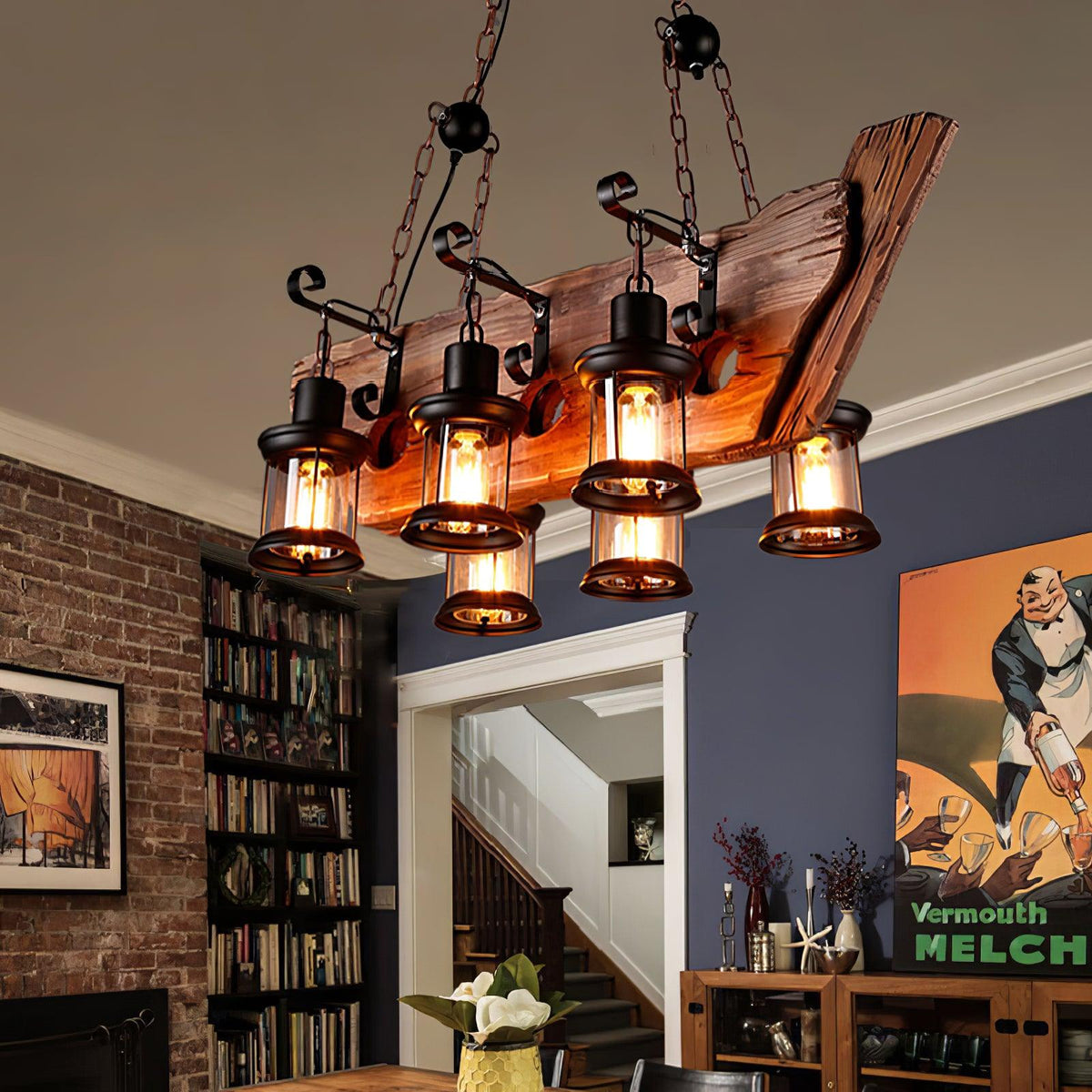 Aurzorir Kronleuchter aus Vintage-Holz