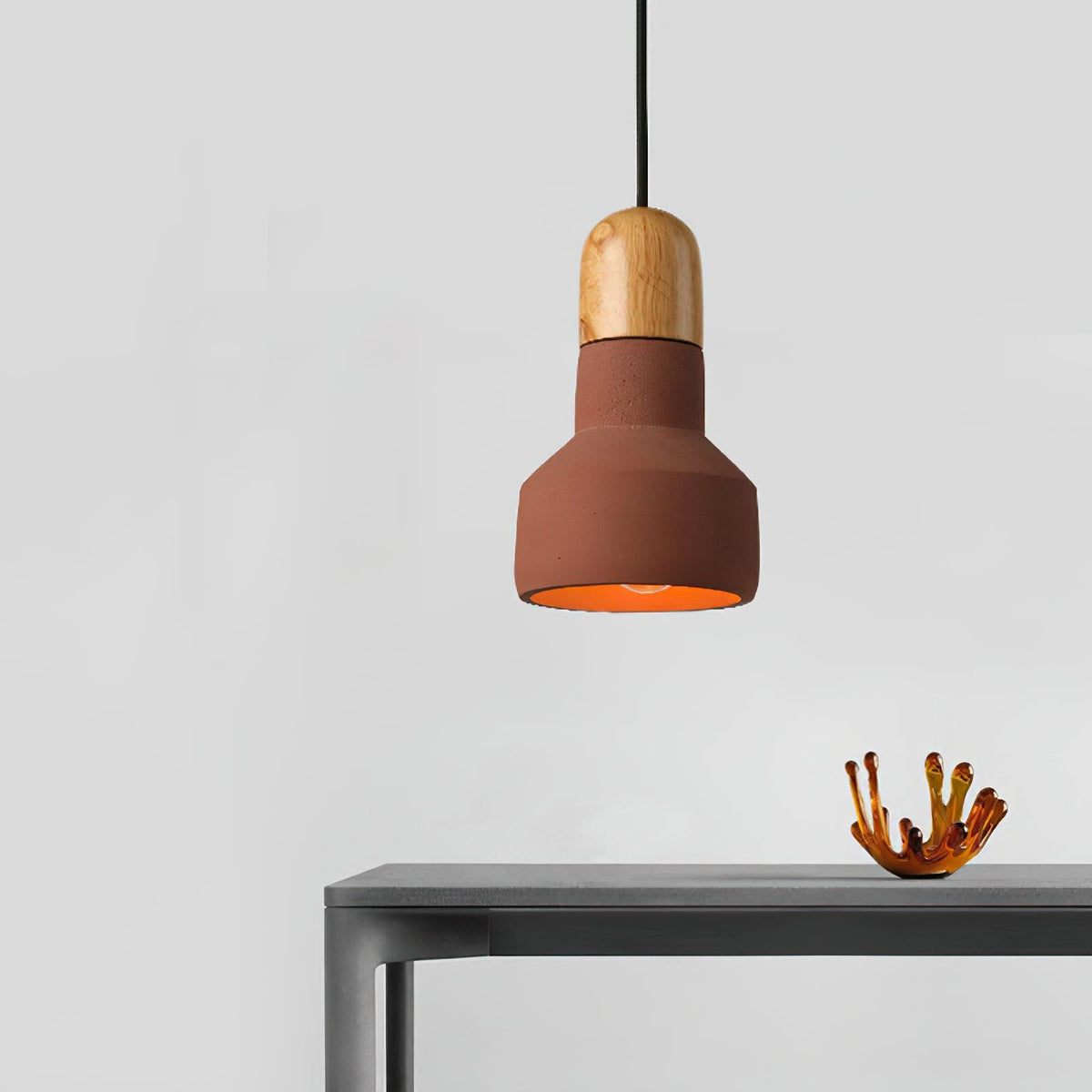 Trio Rustic Pendelleuchte aus Holz in Hellgrau
