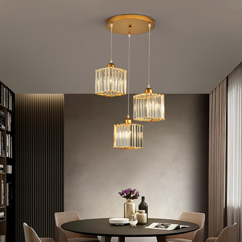Airsha  Pendelleuchte Schwarz/Gold Wohnzimmer/Küche Modern Rund/Quadrat