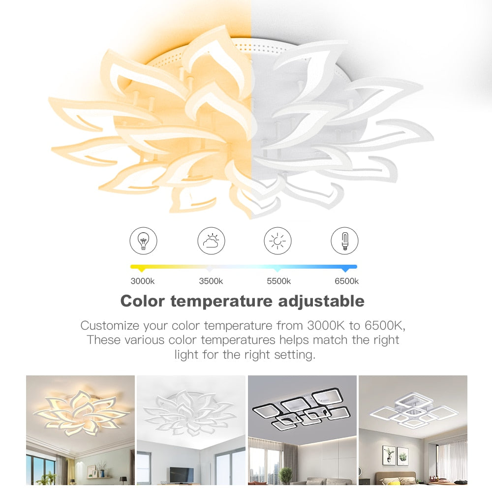 Arisha Moderne Blume LED Deckenleuchte Schwarz/Weiß Wohn/Schlafzimmer Hardware Acryl