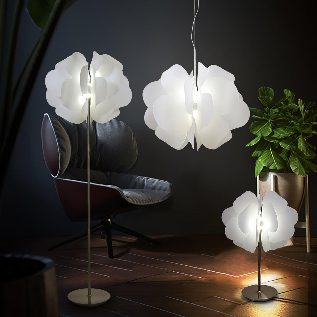 Orelisiella Pendelleuchte Kunststoff Blumendesign