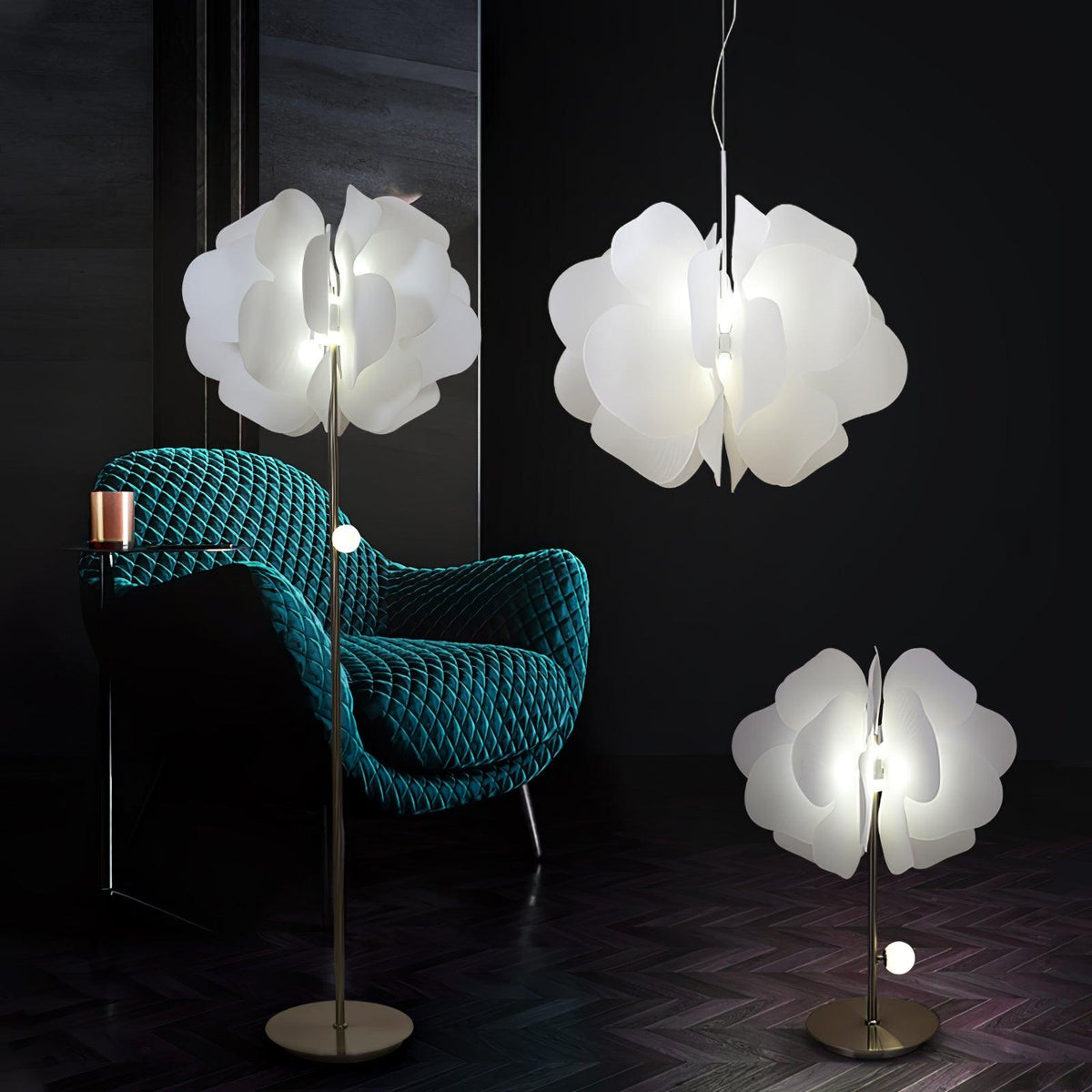 Orelisiella Pendelleuchte Kunststoff Blumendesign