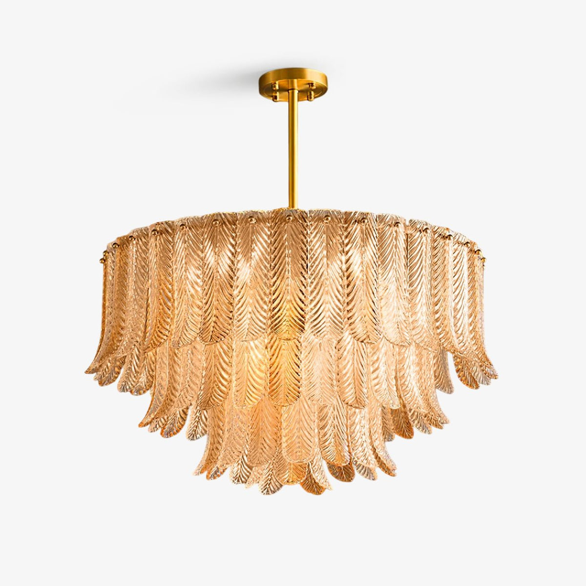 Liorelena Kronleuchter aus Glas in Blattform mit Gold-Finish und verjüngtem Design