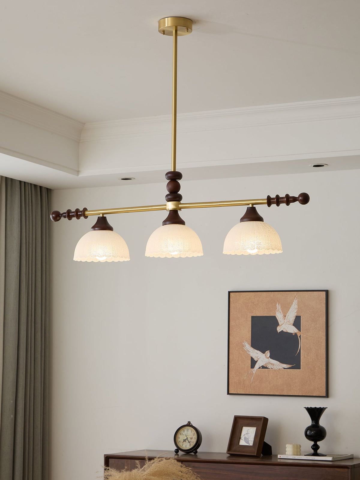 Codoriel traditionelle Pendelleuchte aus Holz mit Glas im Inselstil