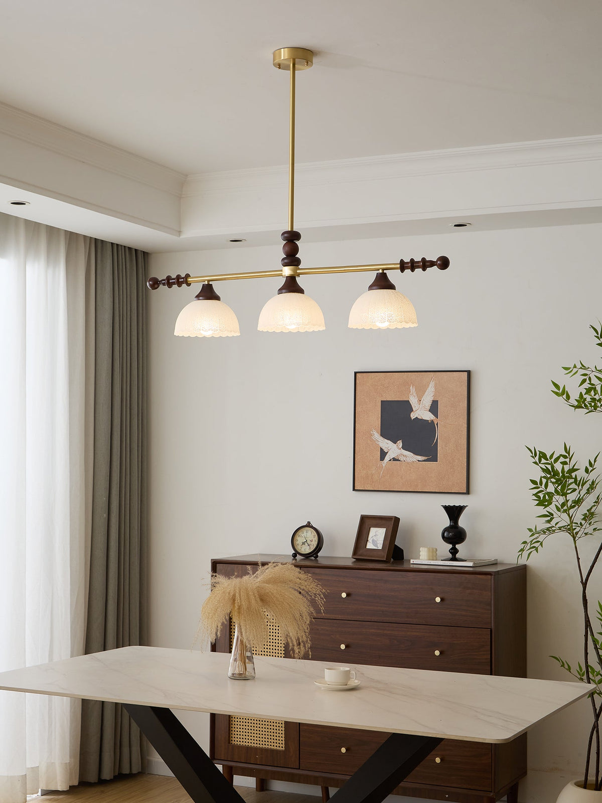 Codoriel traditionelle Pendelleuchte aus Holz mit Glas im Inselstil