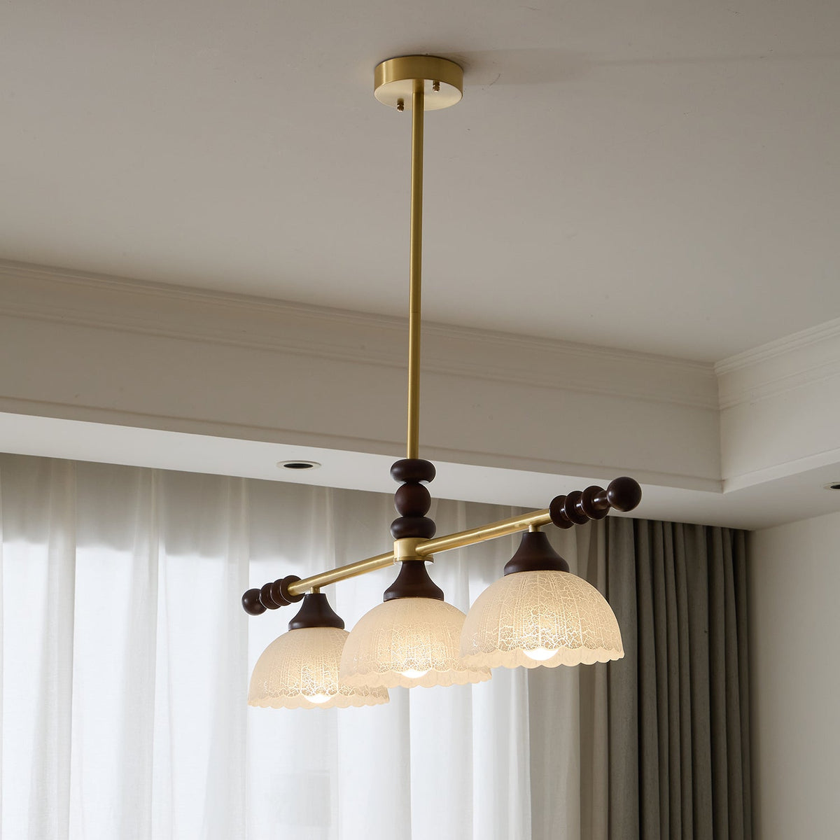 Codoriel traditionelle Pendelleuchte aus Holz mit Glas im Inselstil
