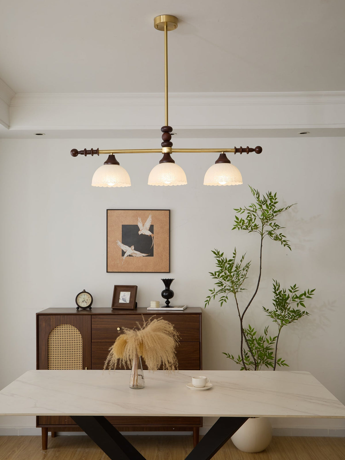 Codoriel traditionelle Pendelleuchte aus Holz mit Glas im Inselstil