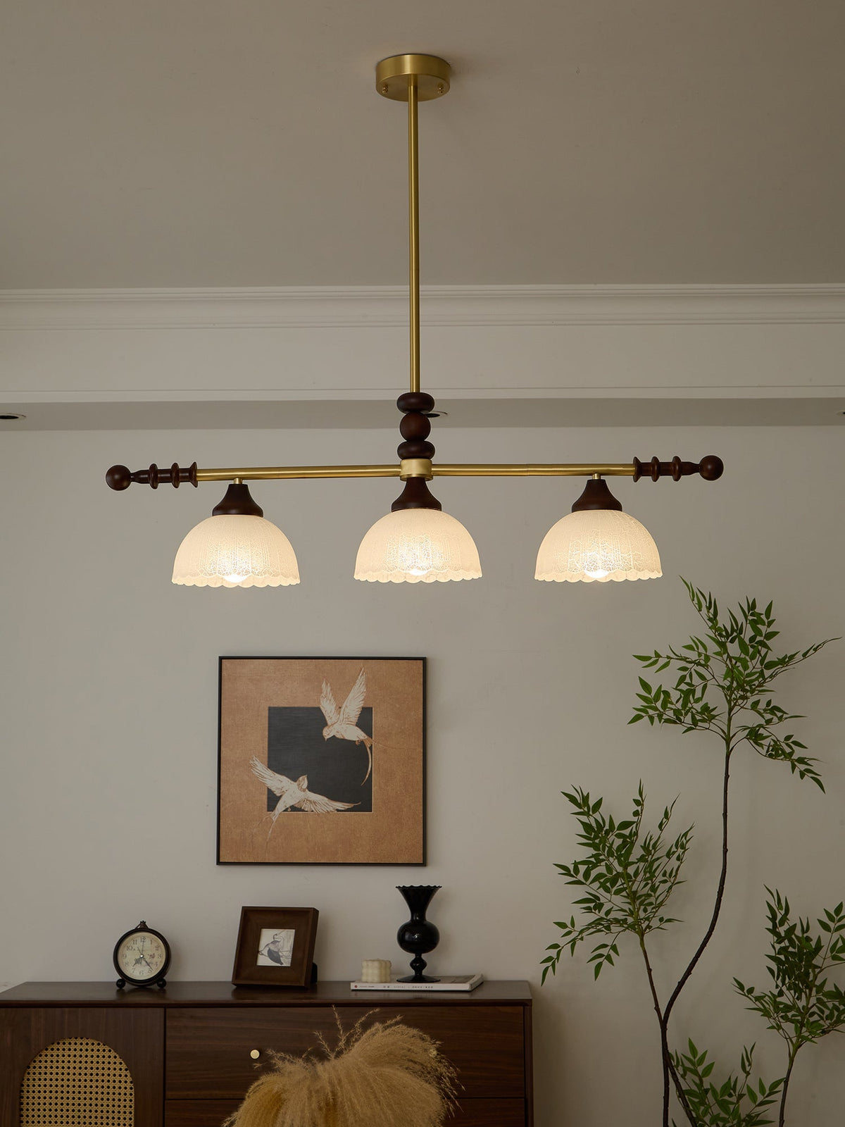 Codoriel traditionelle Pendelleuchte aus Holz mit Glas im Inselstil