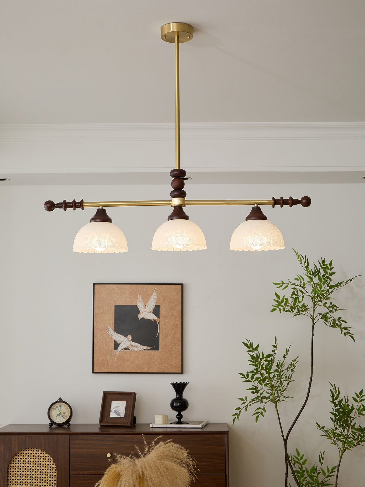 Codoriel traditionelle Pendelleuchte aus Holz mit Glas im Inselstil