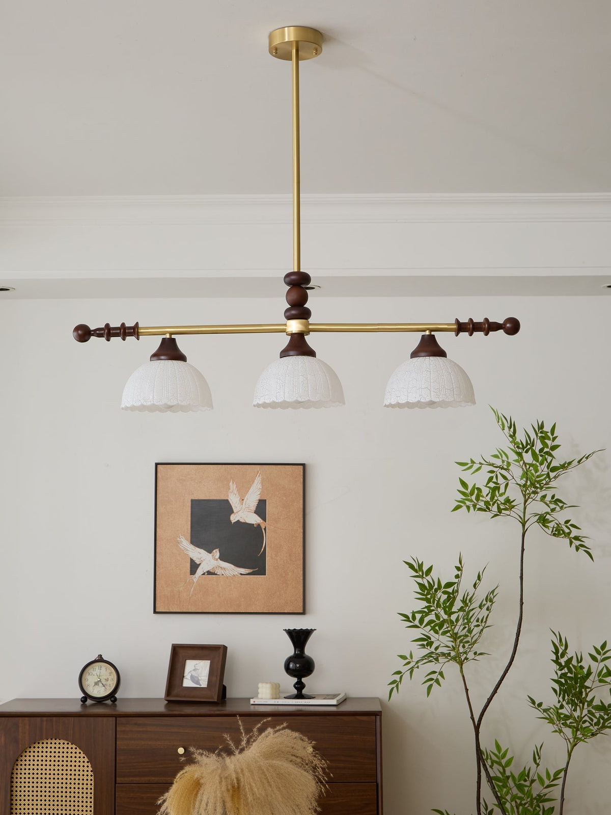 Codoriel traditionelle Pendelleuchte aus Holz mit Glas im Inselstil
