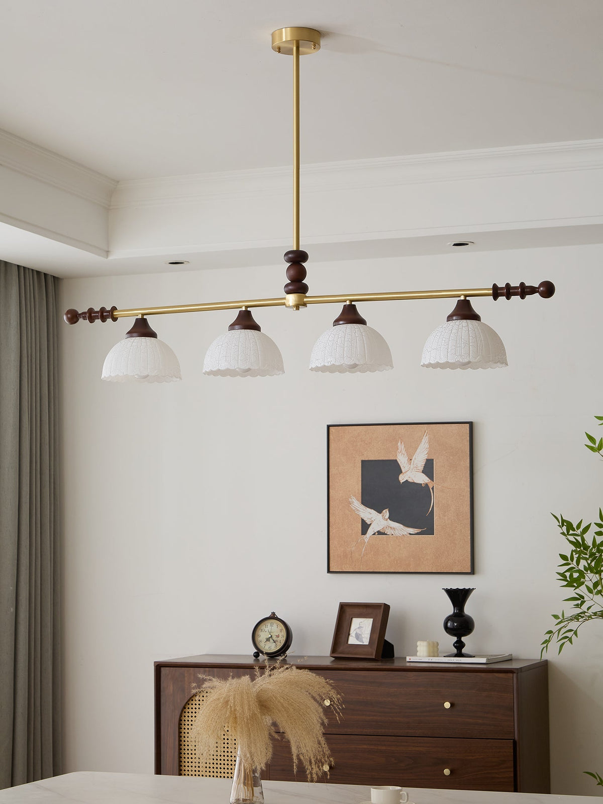 Codoriel traditionelle Pendelleuchte aus Holz mit Glas im Inselstil
