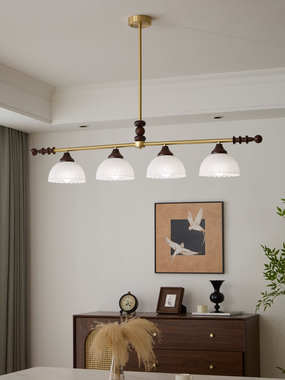 Codoriel traditionelle Pendelleuchte aus Holz mit Glas im Inselstil