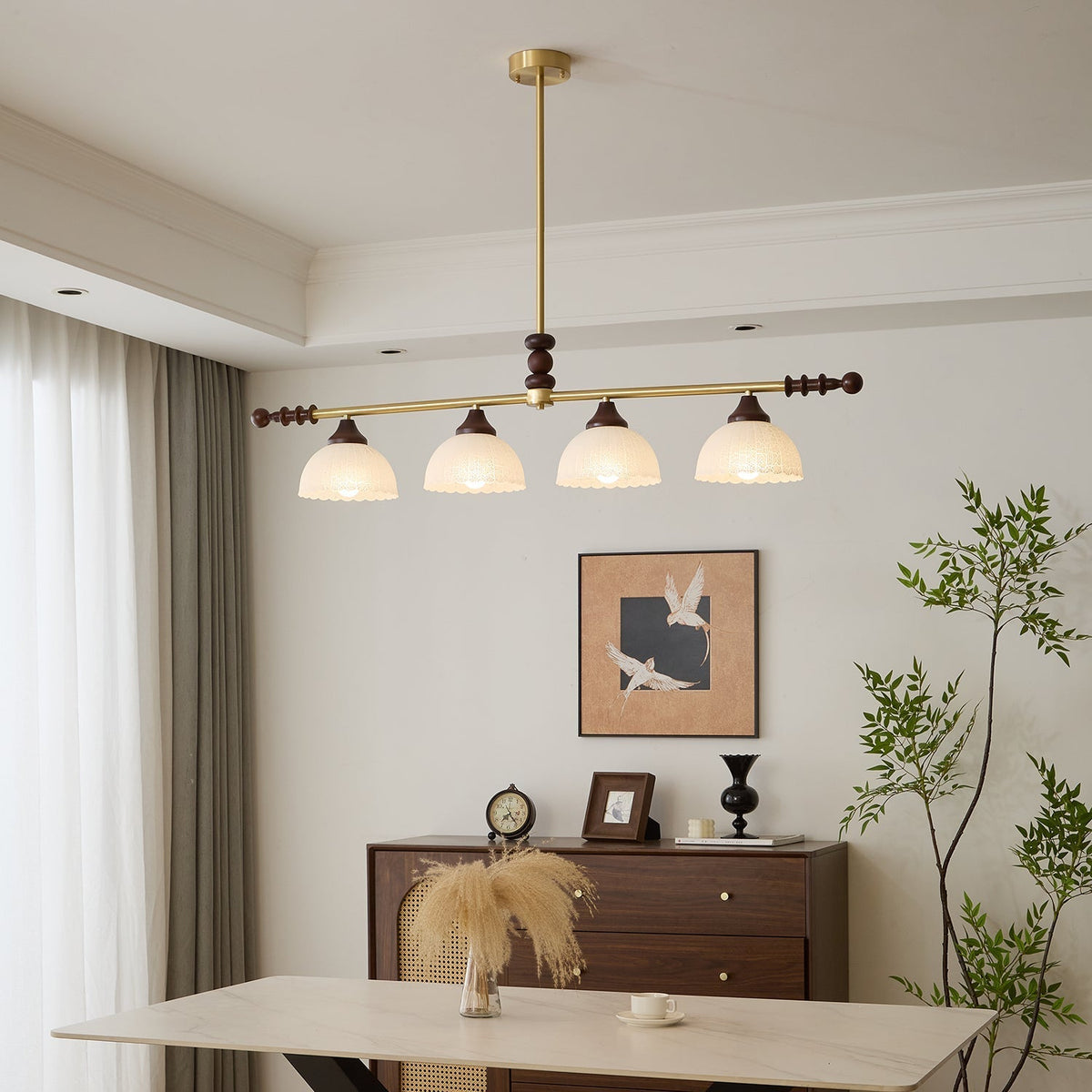 Codoriel traditionelle Pendelleuchte aus Holz mit Glas im Inselstil