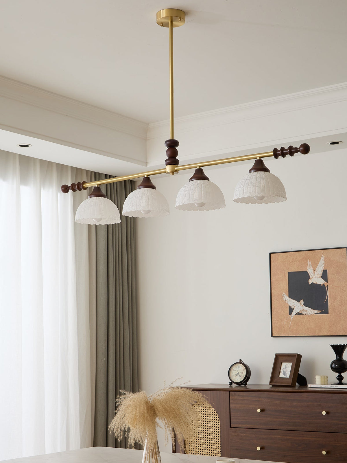 Codoriel traditionelle Pendelleuchte aus Holz mit Glas im Inselstil