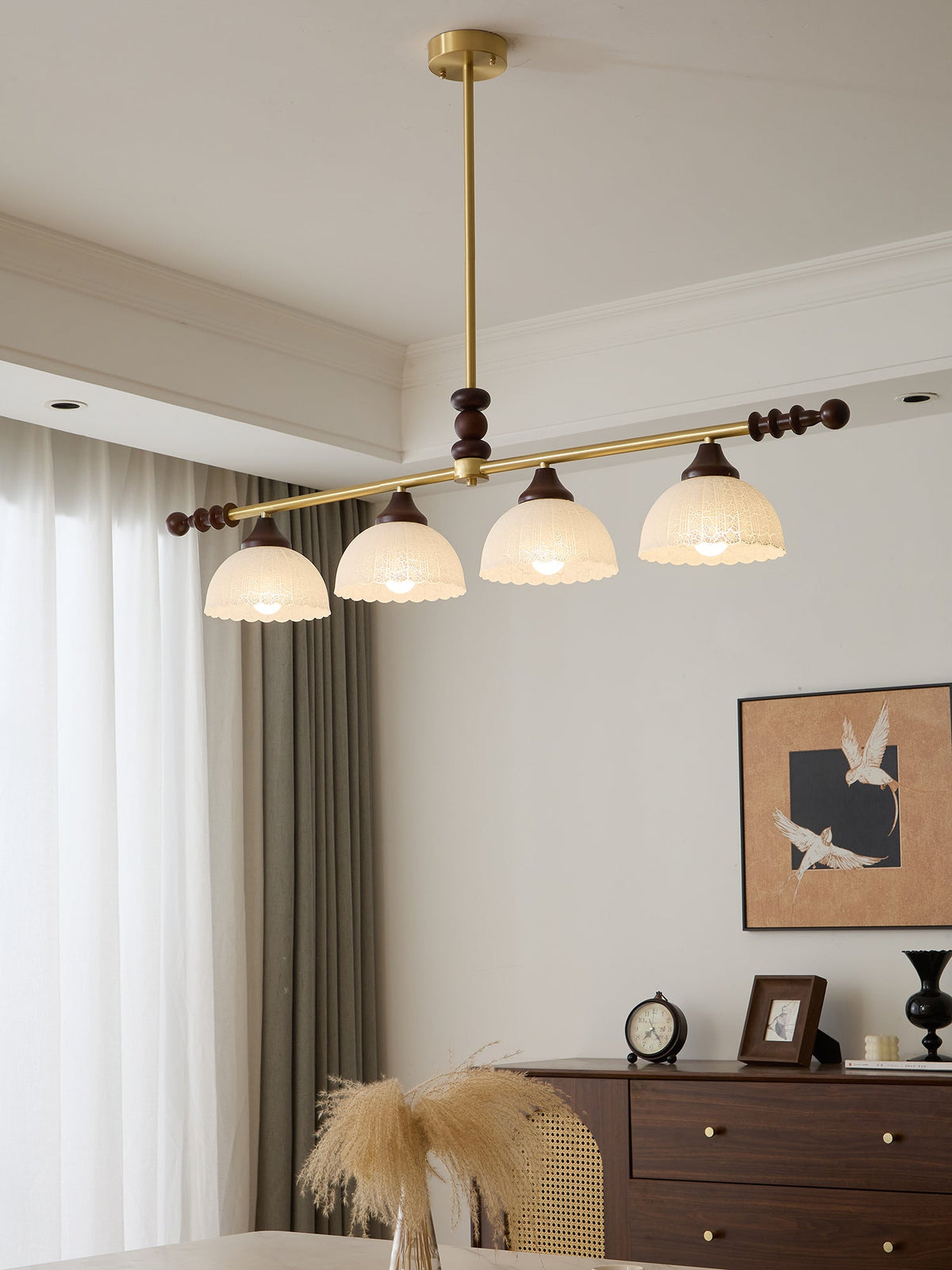 Codoriel traditionelle Pendelleuchte aus Holz mit Glas im Inselstil