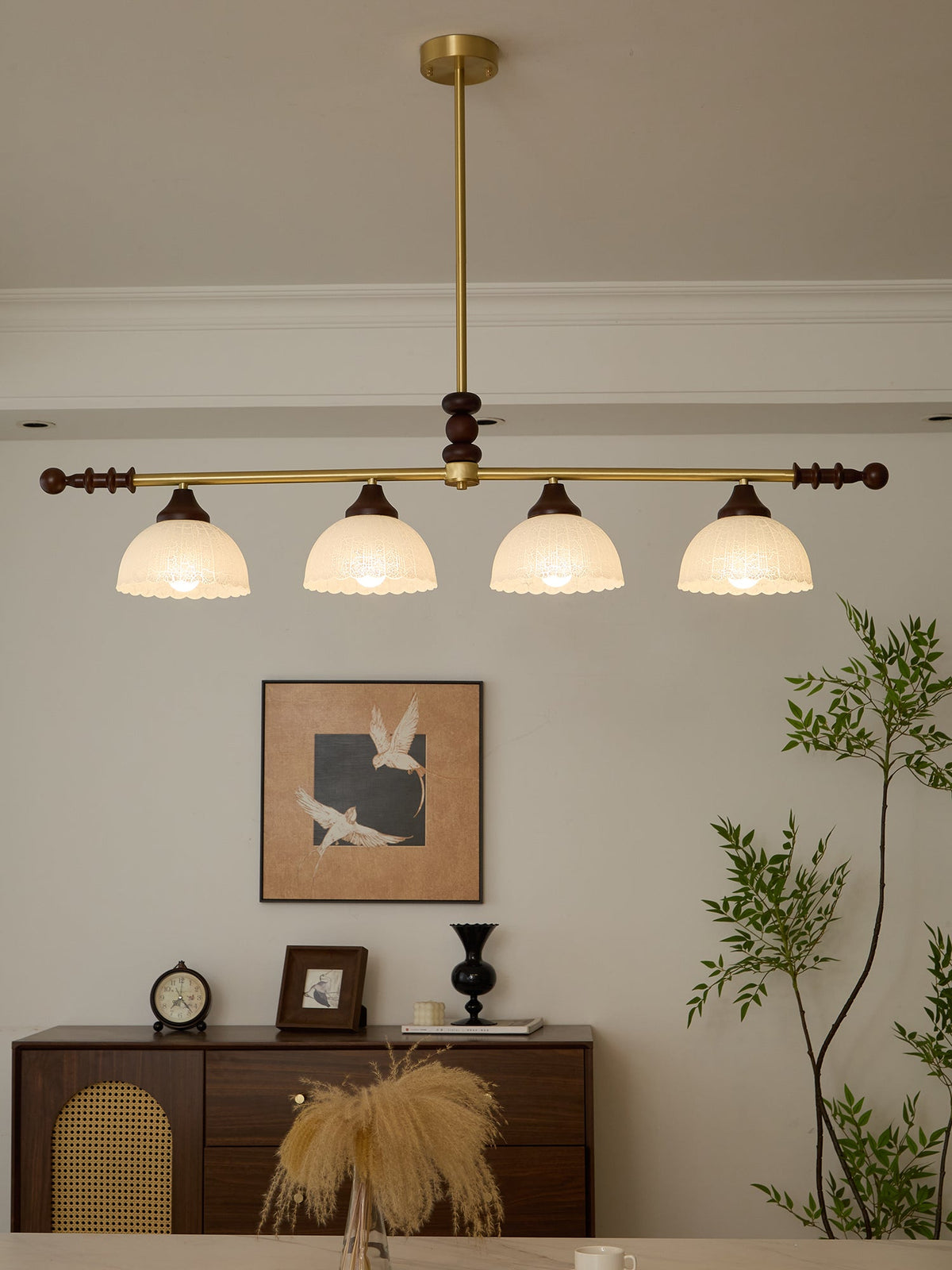 Codoriel traditionelle Pendelleuchte aus Holz mit Glas im Inselstil