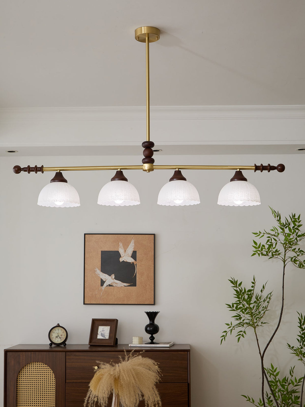 Codoriel traditionelle Pendelleuchte aus Holz mit Glas im Inselstil