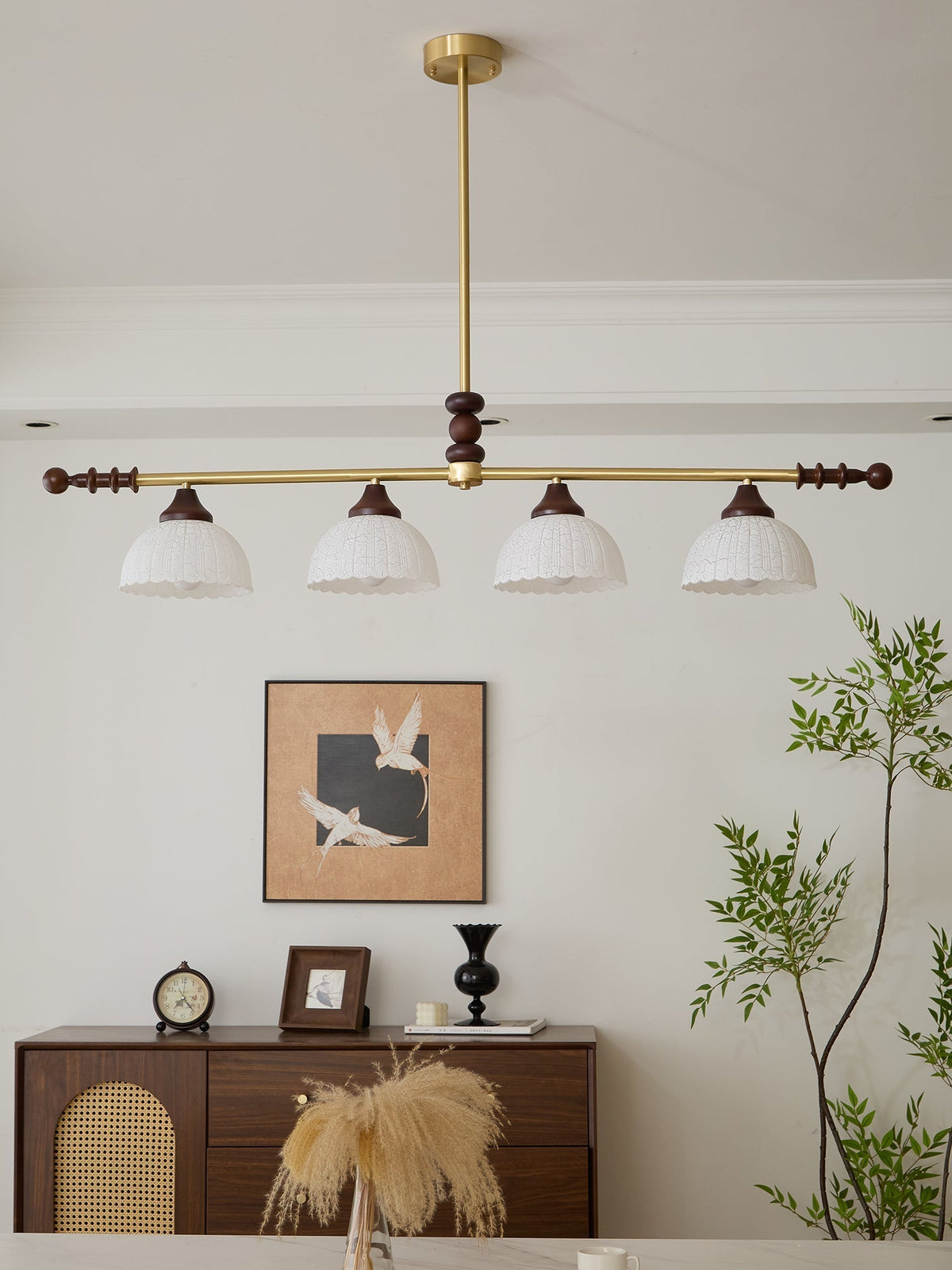 Codoriel traditionelle Pendelleuchte aus Holz mit Glas im Inselstil