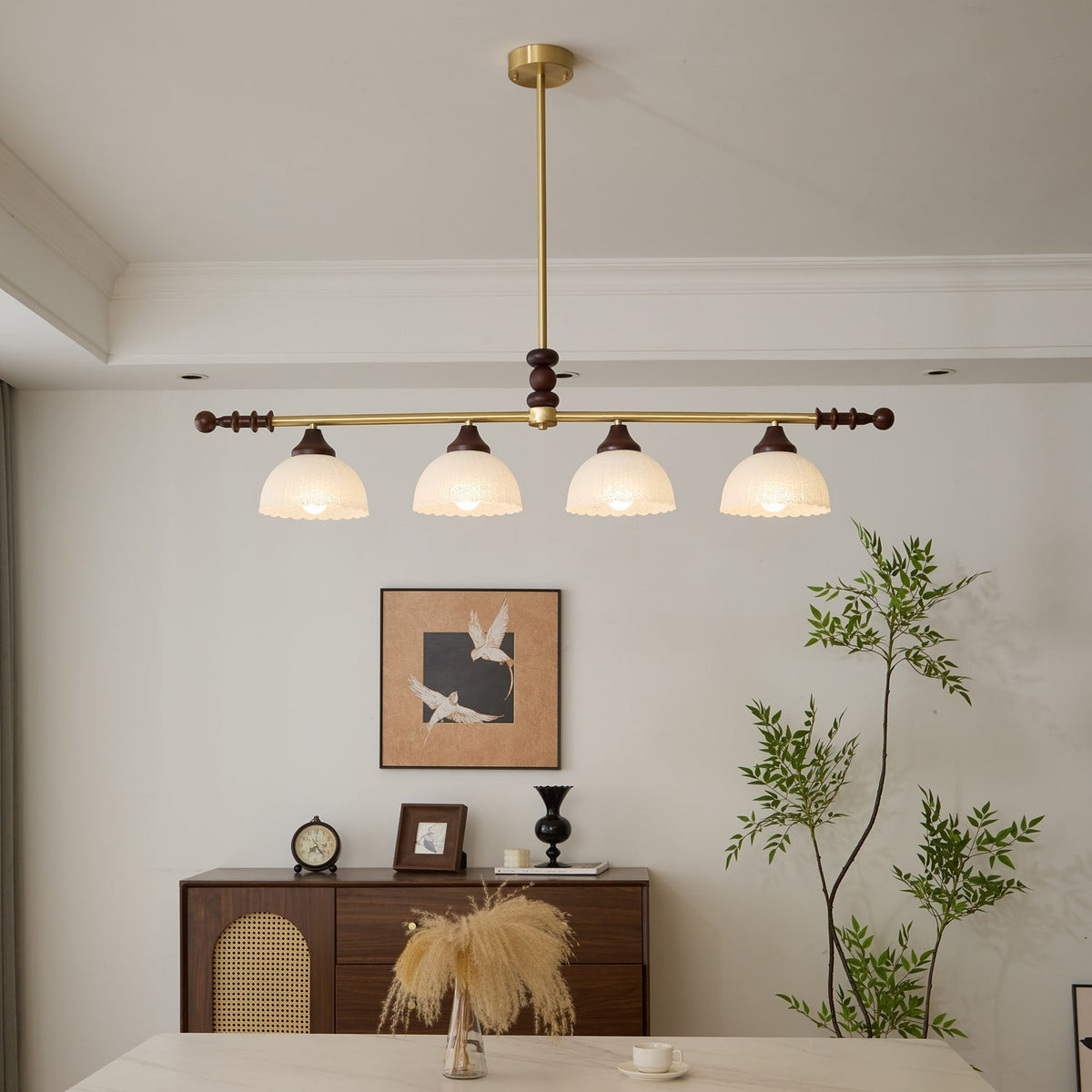Codoriel traditionelle Pendelleuchte aus Holz mit Glas im Inselstil