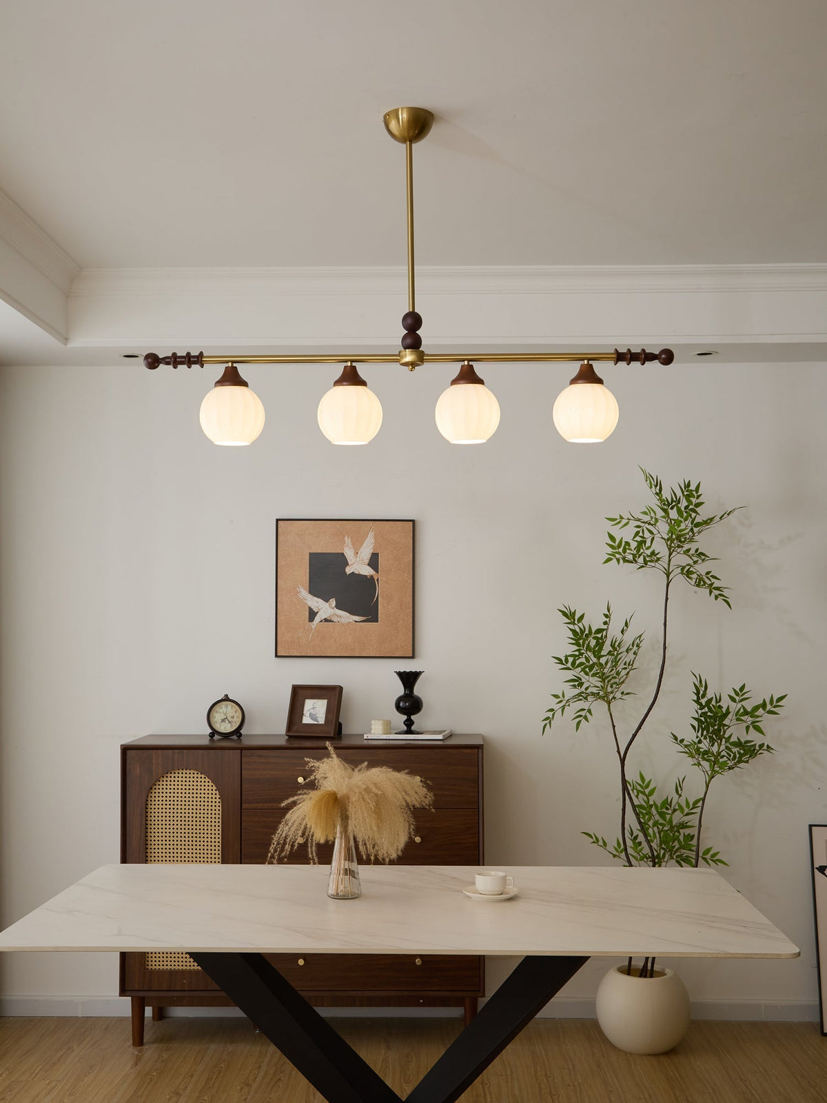 Codoriel traditionelle Pendelleuchte aus Holz mit Glas im Inselstil