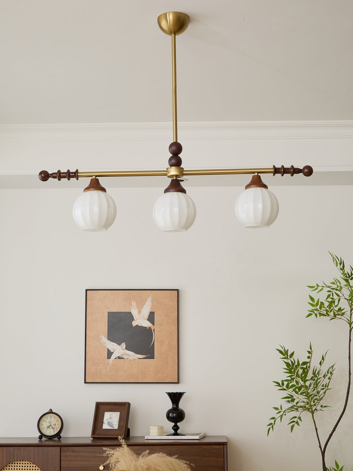 Codoriel traditionelle Pendelleuchte aus Holz mit Glas im Inselstil