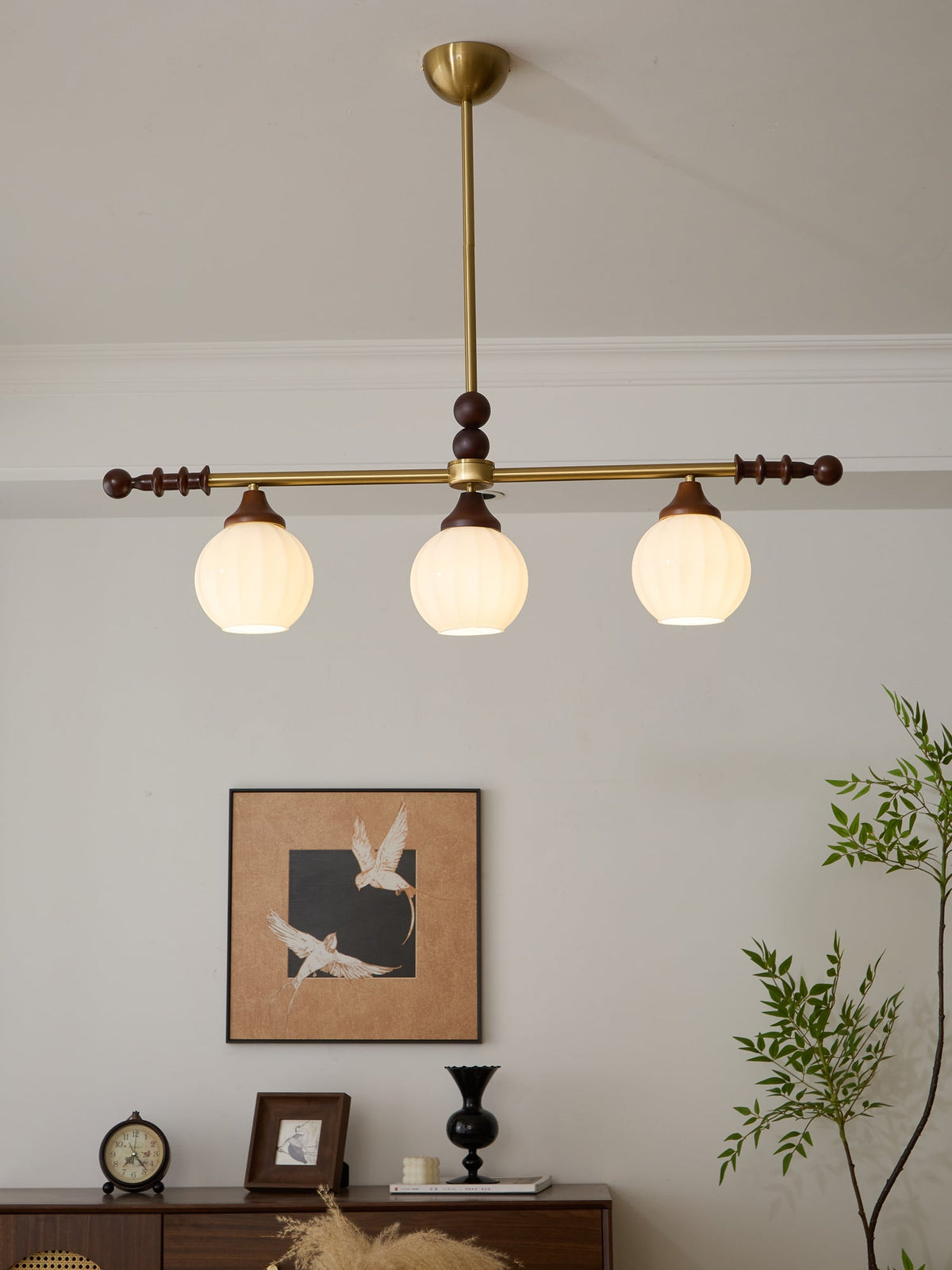 Codoriel traditionelle Pendelleuchte aus Holz mit Glas im Inselstil