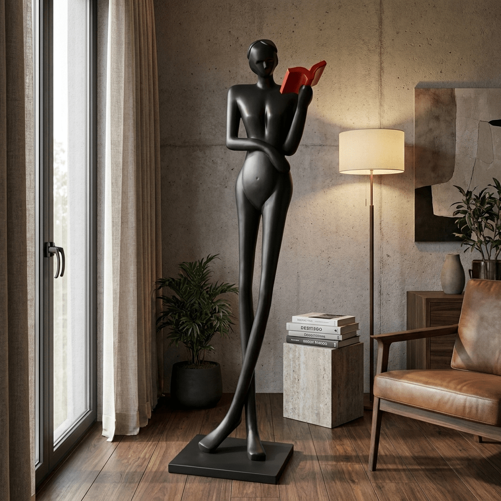 Noir Muse Lesestehleuchte mit Skulptur
