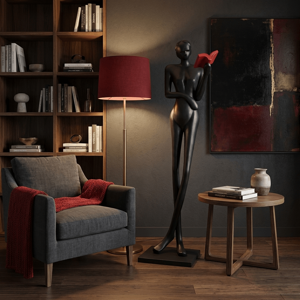 Noir Muse Lesestehleuchte mit Skulptur