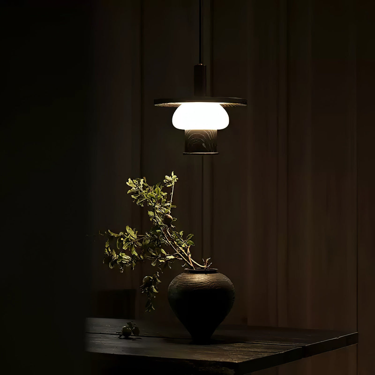 Zephaan traditionelle Kunst klassische Pendelleuchte aus Holz und Glas