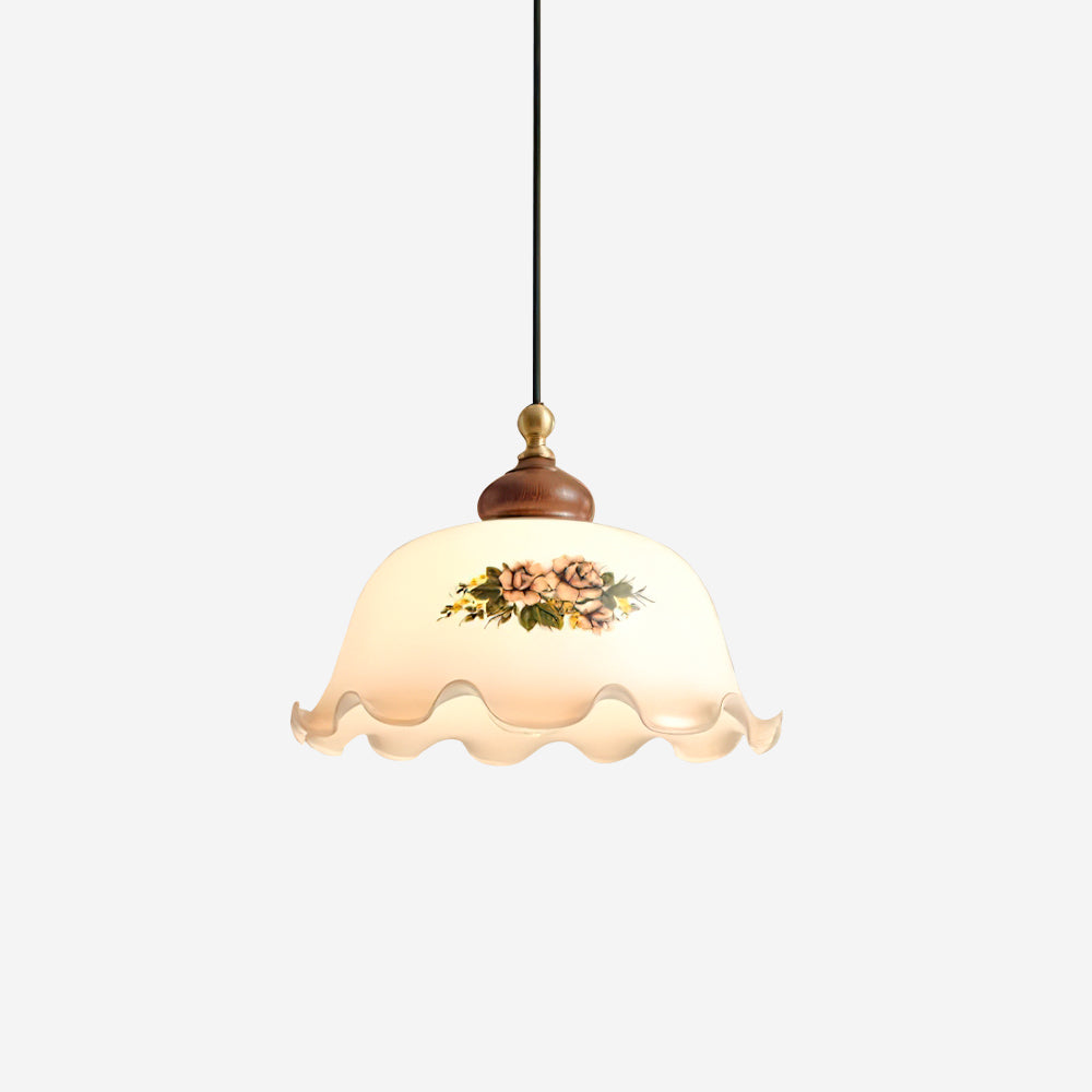 Belvia Vintage Floral Glas Pendelleuchte