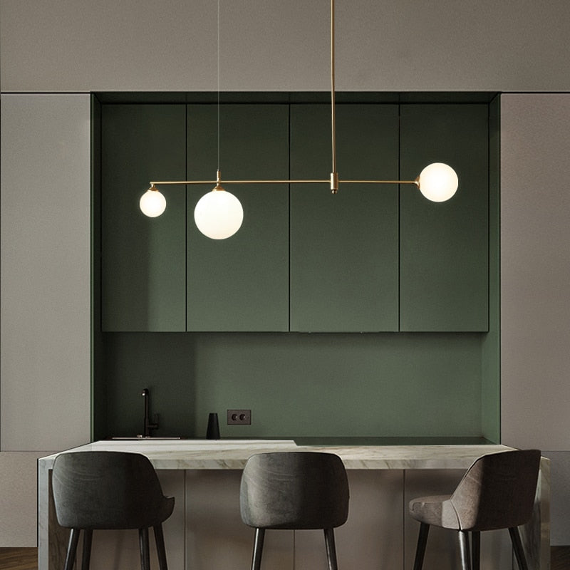 Valentina LED Pendelleuchte kugel Linear, Gold, Metall Glas