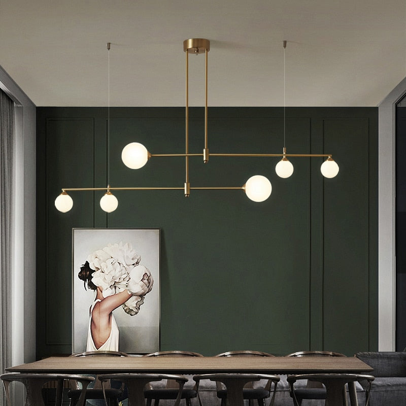 Valentina LED Pendelleuchte kugel Linear, Gold, Metall Glas