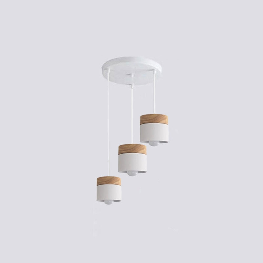 Aria Pendelleuchte Arisha Zylinder LED  Grau/Weiß/Gelb/Grün Wohnzimmer Holz