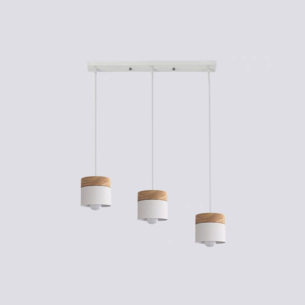 Aria Pendelleuchte Arisha Zylinder LED  Grau/Weiß/Gelb/Grün Wohnzimmer Holz