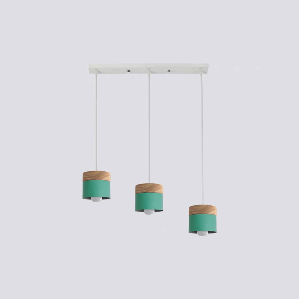Aria Pendelleuchte Arisha Zylinder LED  Grau/Weiß/Gelb/Grün Wohnzimmer Holz