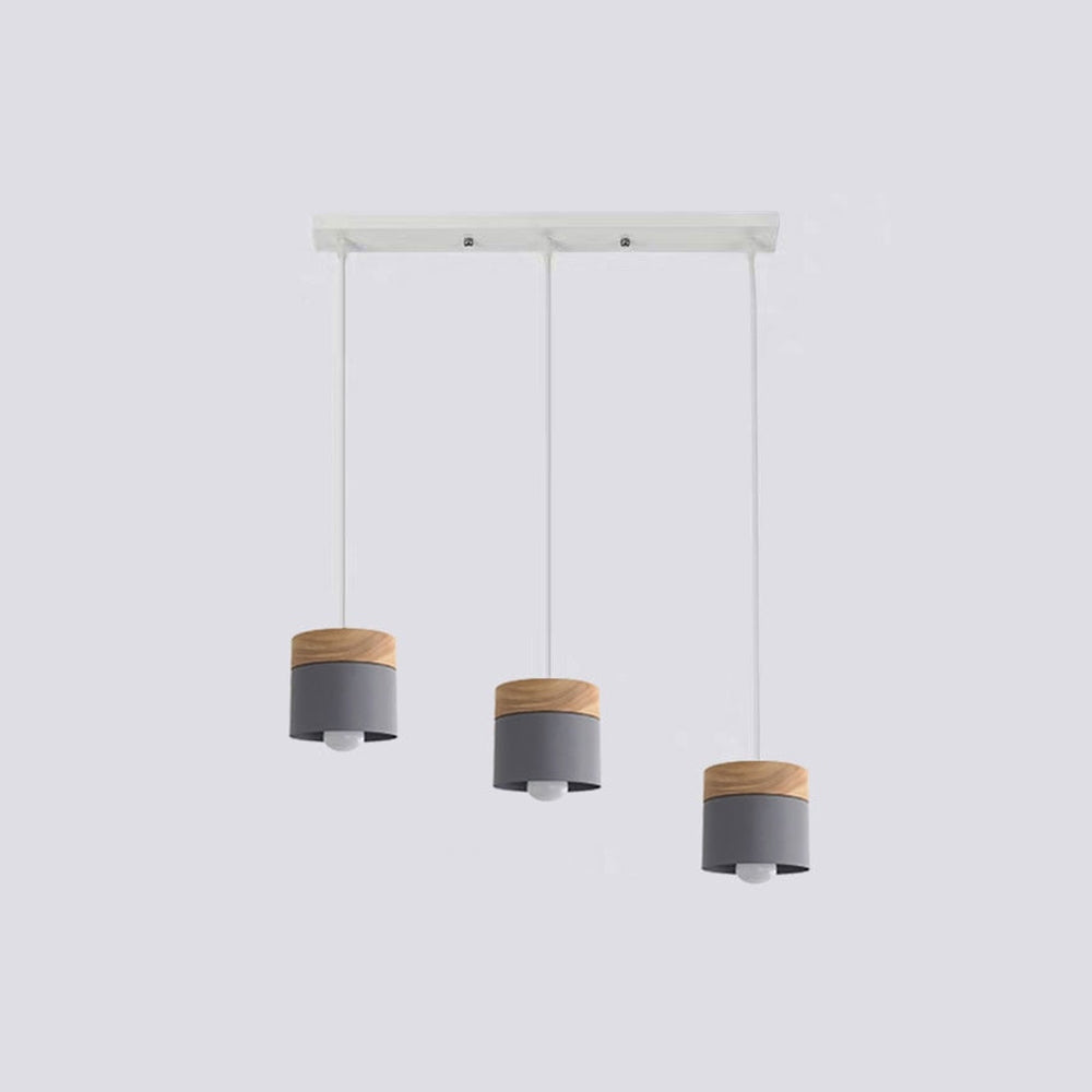 Aria Pendelleuchte Arisha Zylinder LED  Grau/Weiß/Gelb/Grün Wohnzimmer Holz