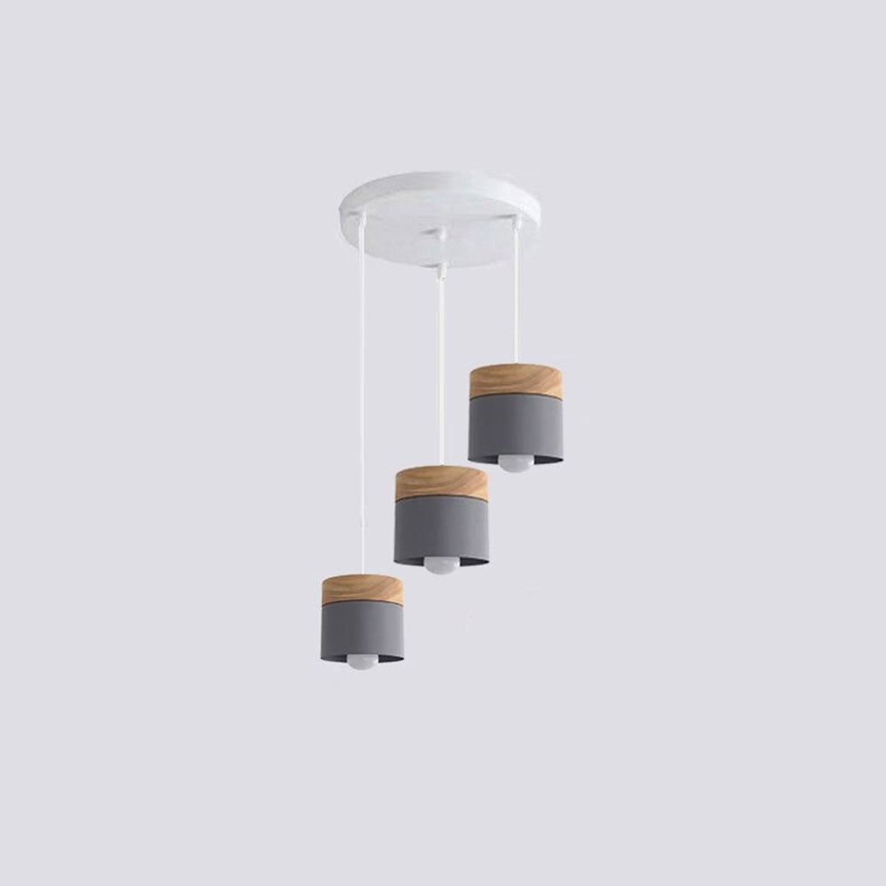Aria Pendelleuchte Arisha Zylinder LED  Grau/Weiß/Gelb/Grün Wohnzimmer Holz