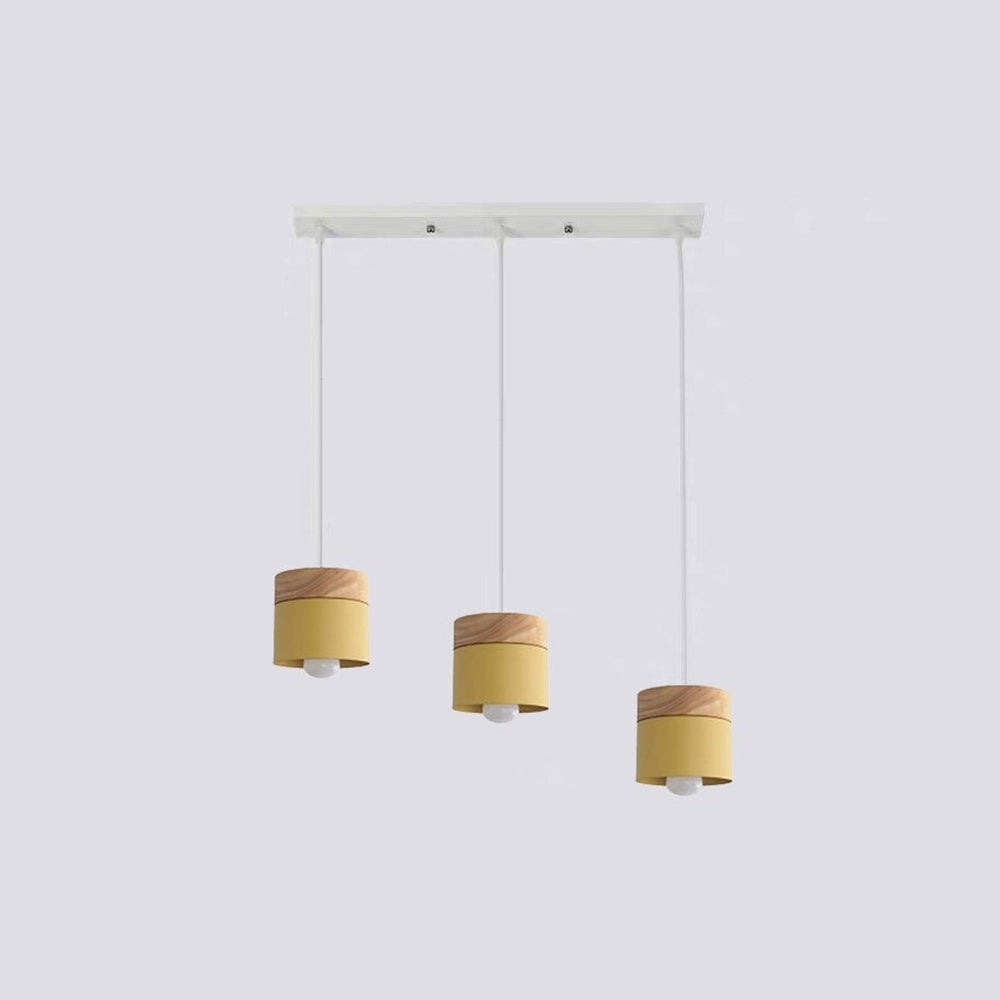 Aria Pendelleuchte Arisha Zylinder LED  Grau/Weiß/Gelb/Grün Wohnzimmer Holz