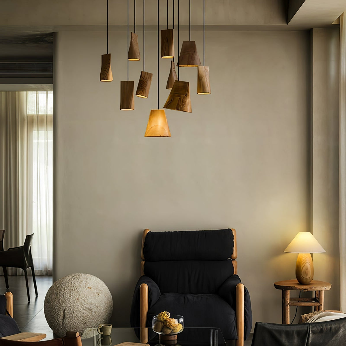 Sylorena Pendelleuchte aus Holz im Landhausstil