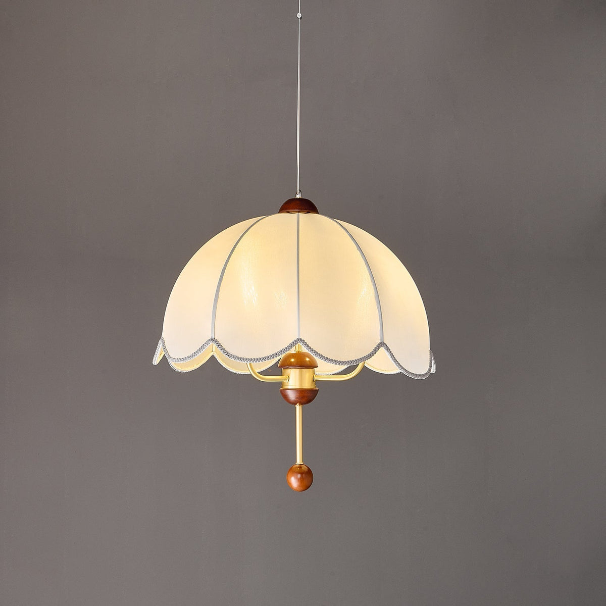 Varaeia Traditionelle Eleganz Blume Stoff Holz Pendelleuchte