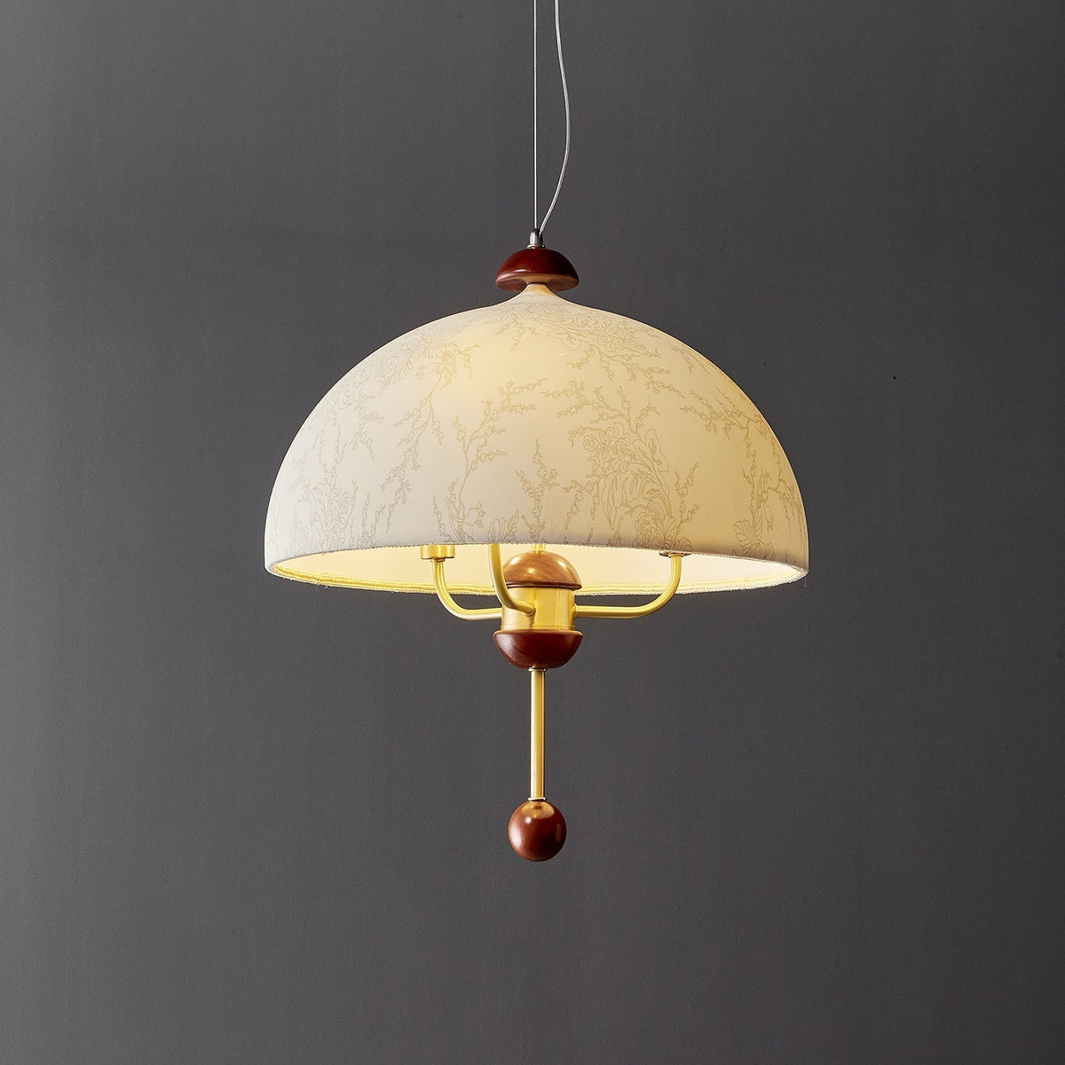 Varaeia Traditionelle Eleganz Blume Stoff Holz Pendelleuchte