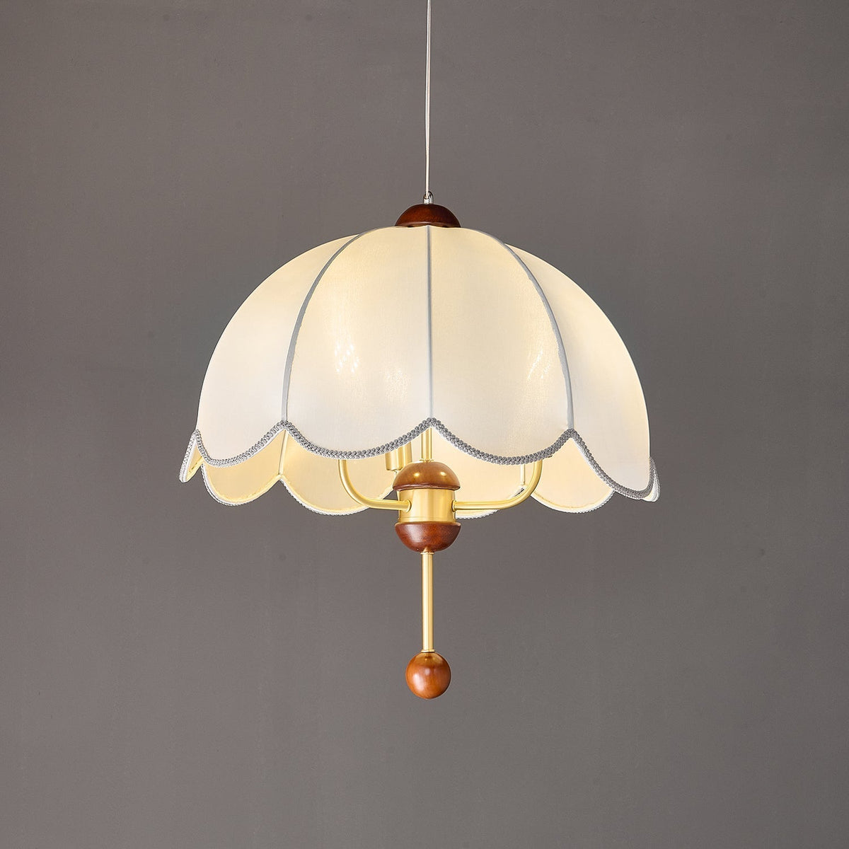 Varaeia Traditionelle Eleganz Blume Stoff Holz Pendelleuchte