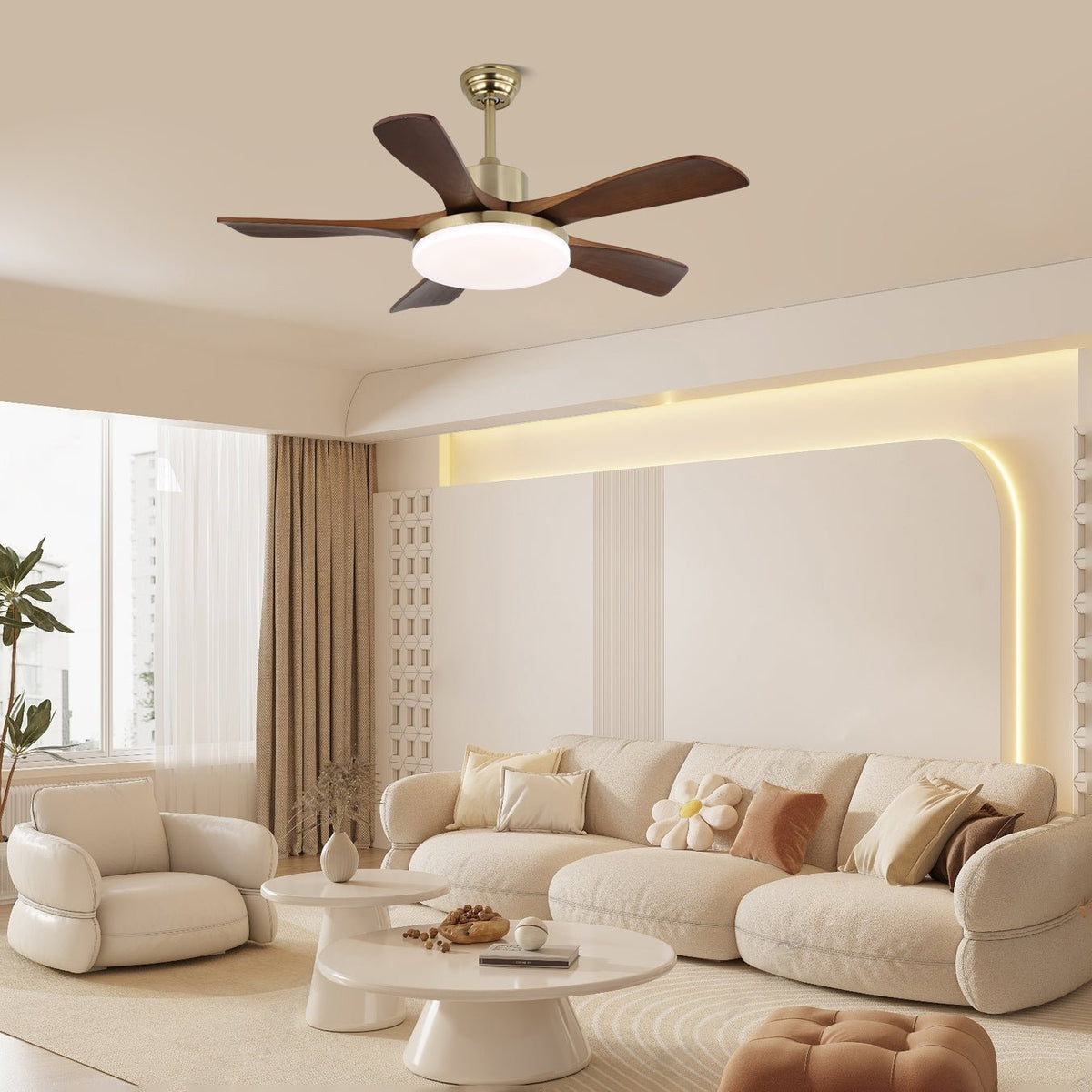 Elverena Deckenventilator mit Beleuchtung Holz